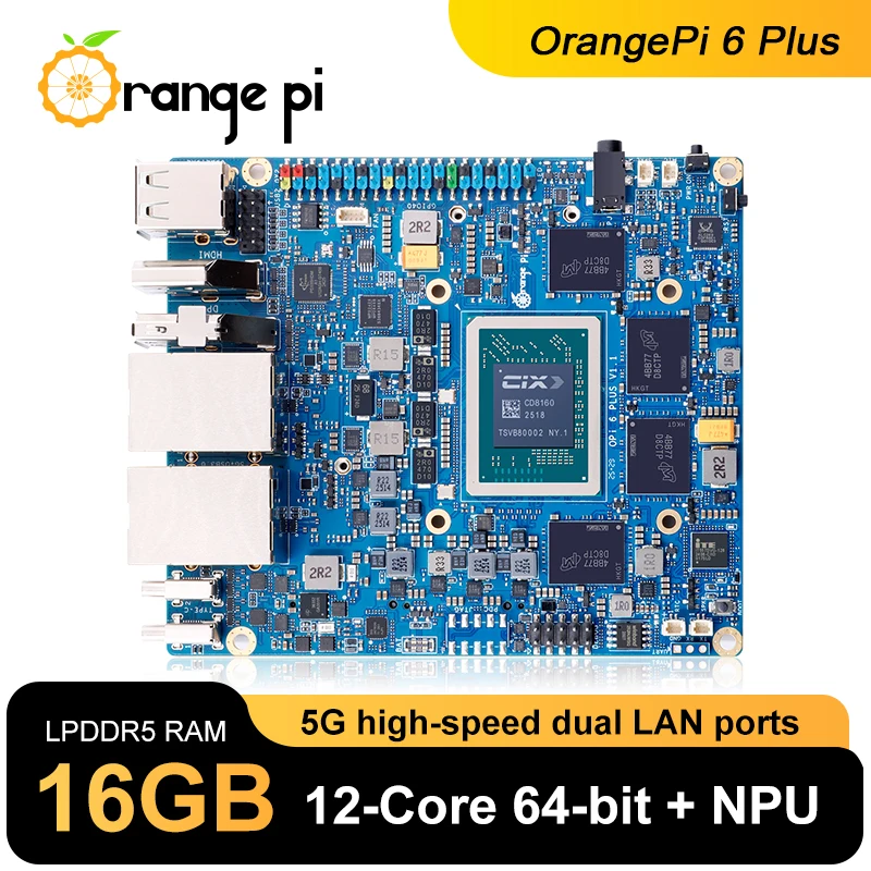 Orange Pi 6 Plus 16GB Single Board Computer CIX CD8180/CD8160 SoC