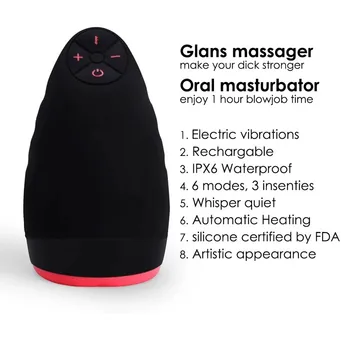 Mouth Oral Masturbator for Man Men Sex Toys Silicone Automatic Heating Vibrator Male Penis Training Machine with Tongue 4