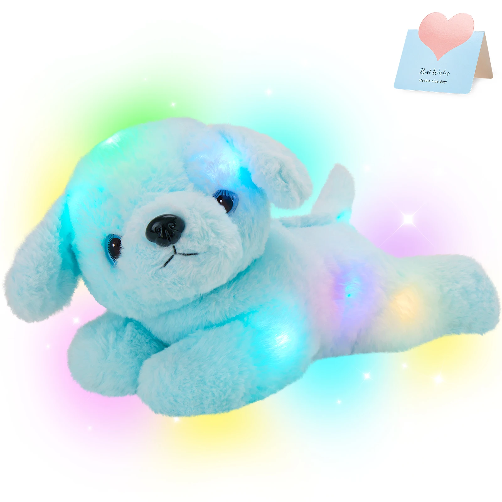 Plush Toy 38cm Plush Puppy Throw Pillows LED Light Musical Stuffed Animals Dog Dolls