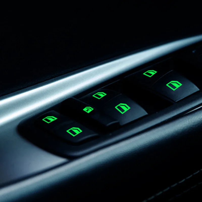 Светящиеся наклейки на окно автомобиля, флуоресцентные переключатели для подъема автомобиля, аксессуары для интерьера автомобиля фотографии
