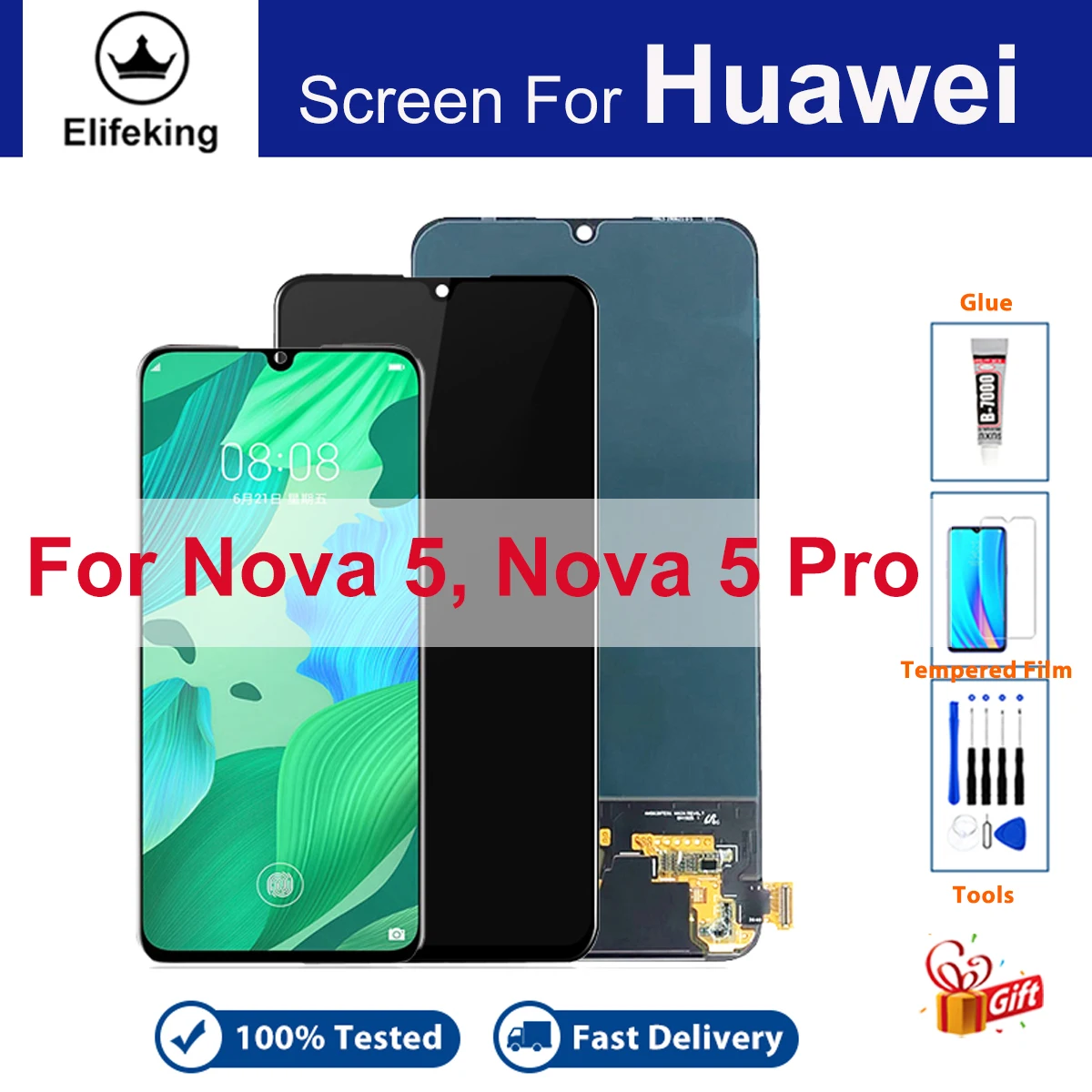 ЖК-дисплей для Huawei Nova 5, ЖК-дисплей, сенсорный экран для Huawei Nova 5 pro, проверенный дигитайзер в сборе, детали для замены