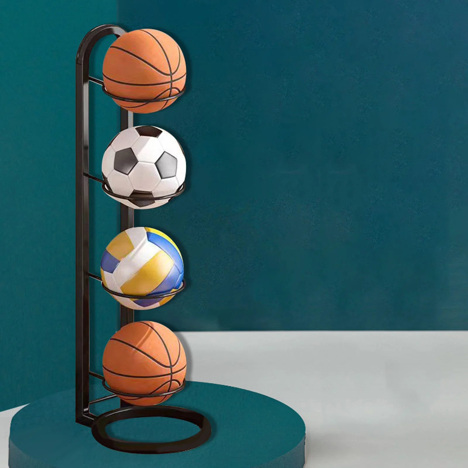 Basketball Storage Shelf Football Holder Rack Freestanding 4 Tier 2 Tier Ball Rack sports ball display stand sports ball storage rack