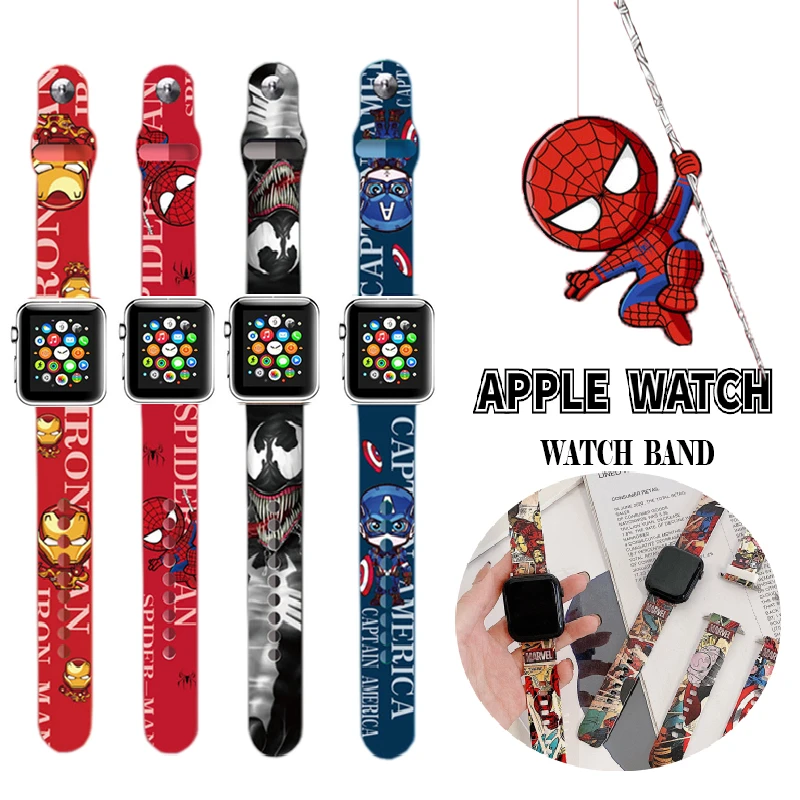 Disney Spiderman strap suitable for Apple watch belt Watchband anime figure  Iron Man print replacement strap birthday gifts|Phụ Kiện Tóc Bé Gái| -  AliExpress