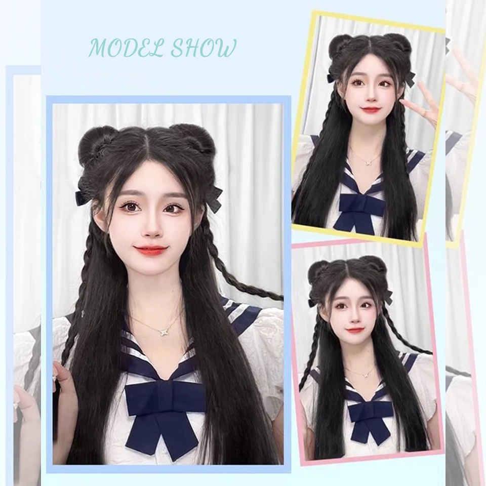 OLACARE Synthetic Black Claw Chignon Hair Bow Little Hair Bun Donut Messy Scrunchies Wrap Around Ponytail Extension for Women