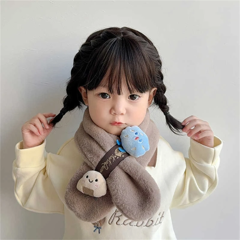 Autumn Winter Baby Plush Scarf Soft Thicken Children Warm Neck Warmer Korean Style Cartoon Boys Girl Windproof Neckerchief