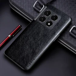 Premium PU Leather Business Phone Case - Solid Color Design for Oneplus 11 (Black)