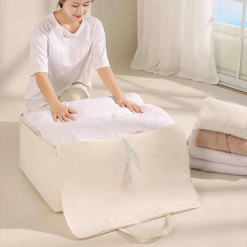 Large Thickened Duvet Quilt Bag Oxford Foldable Storage Bags Blanket Clothes Organizer Closet Travel Moving Bags Zipper Open 5