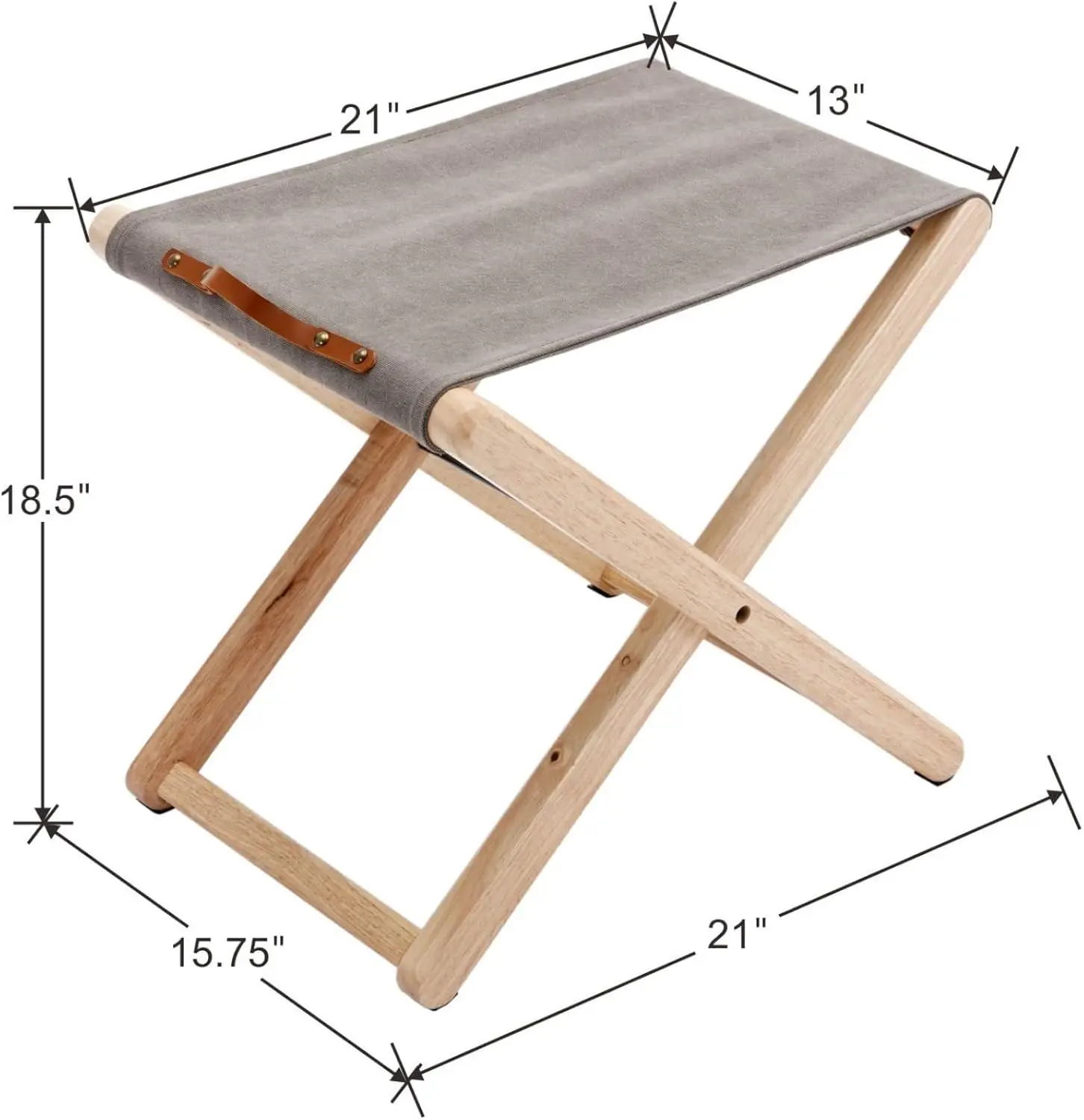 Folding Canvas Camp Stools Set of 2, Wood Folding Camping Stool Patio Portable Foot Stool Slacker Chair for Garden Outdo