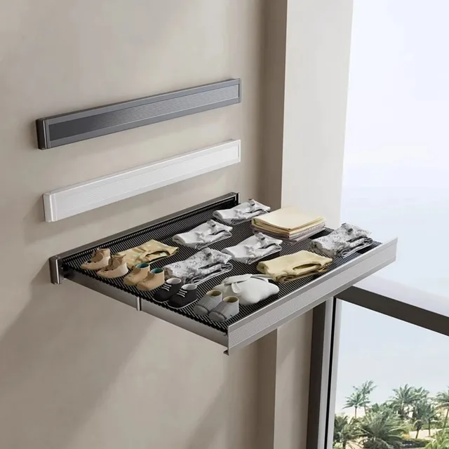 ราวแขวนหมวกและเสื้อผ้าแบบติดผนัง - อุปกรณ์จัดเก็บประหยัดพื้นที่พร้อมตะขอหลายตัวสำหรับห้องน้ำ ระเบียง และทางเข้า 1