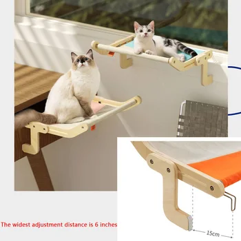Cat Hanging Bed Window Sill Seat Hammock Adjustable Durable Steady Pet Bed All-Around Sunbath Space Saving Cat Window Perch 2
