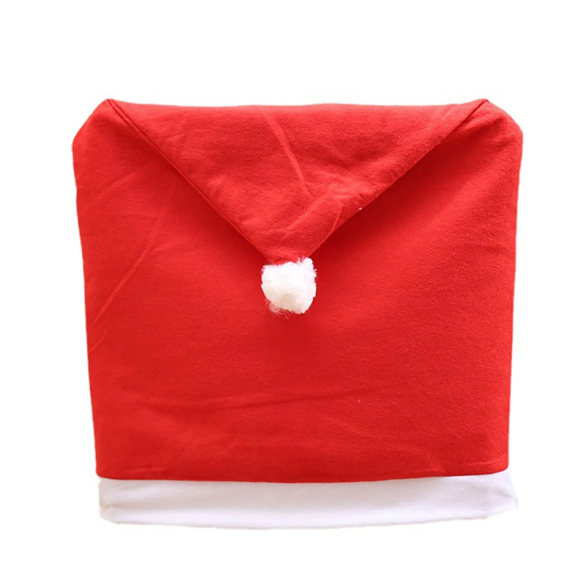 4-Pieces Christmas Chair Covers-Red Non-Woven Fabrics Santa Claus Hat Chair Back Covers for Xmas Decor