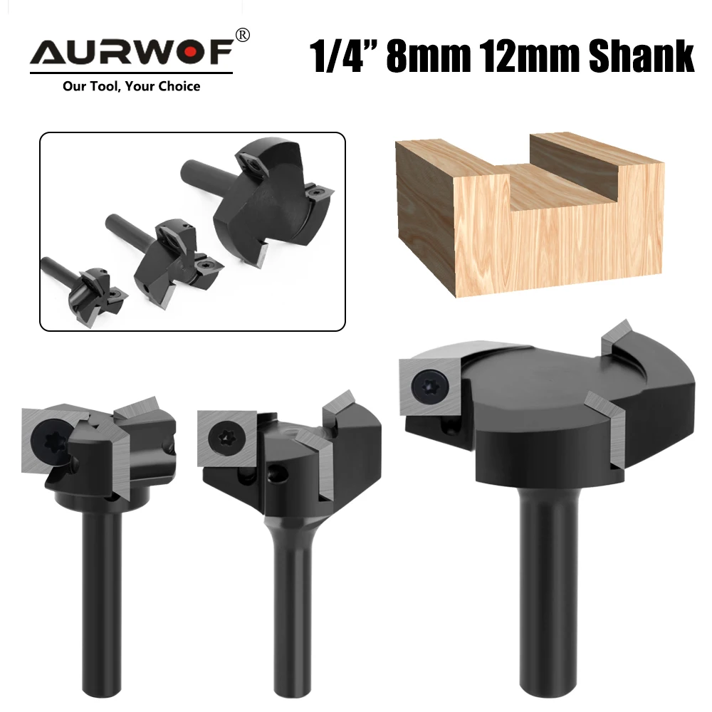 

AURWOF 1/4 8mm 12mm Shank 1PC Router Bit With Milling Cutter Cemented Carbide Woodworking Bit Spoilboard Disassemble Drill