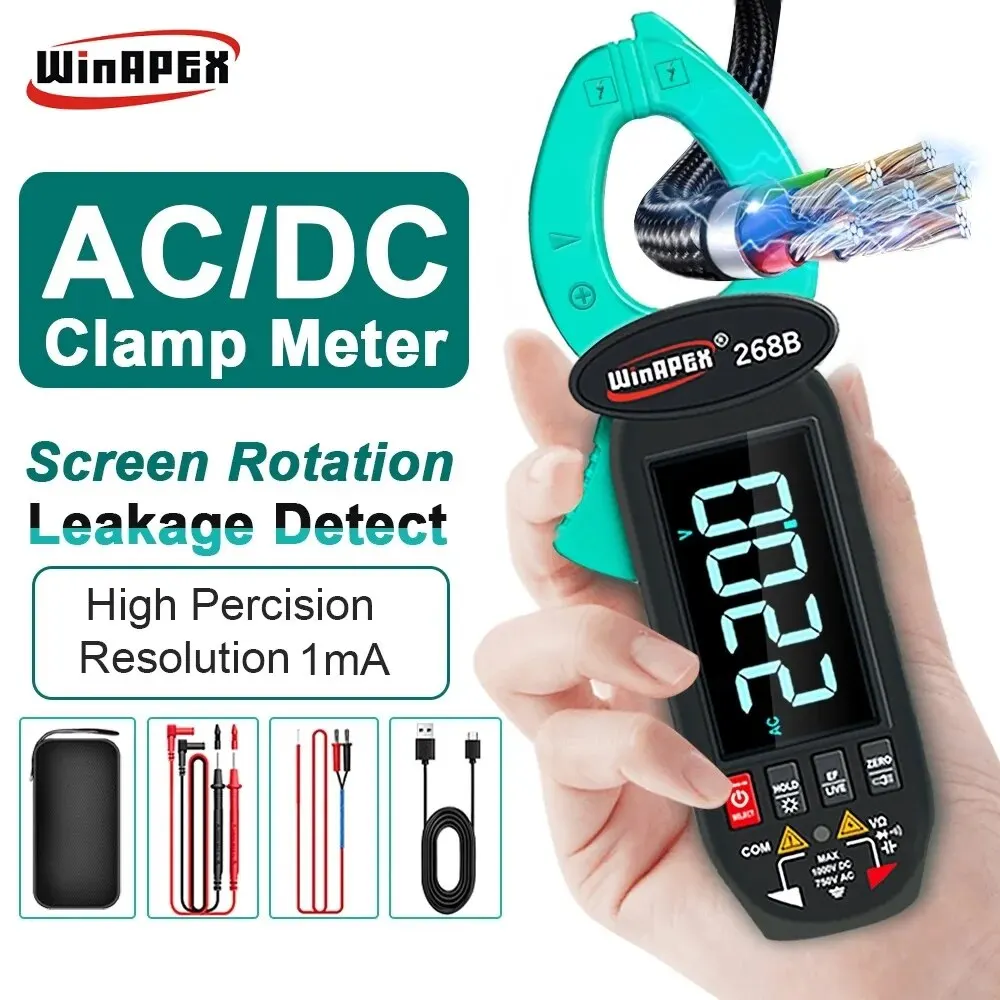 WINAPEX DC AC 0.1mA High Precision Clamp Meter True RMS Digital Multimeter with Current Leakage Detect Home Appliance Tools