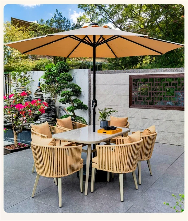 Aluminum Alloy Table and Chair Waterproof Sun-proof Outdoor Patio Furniture Set Outdoor Leisure Rope Chair Garden Furniture Sets