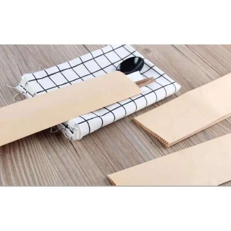 100pcs/pack Disposable Kraft Paper Chopstick Set Chopstick Paper Bag Food Touchable Material Generous Simple