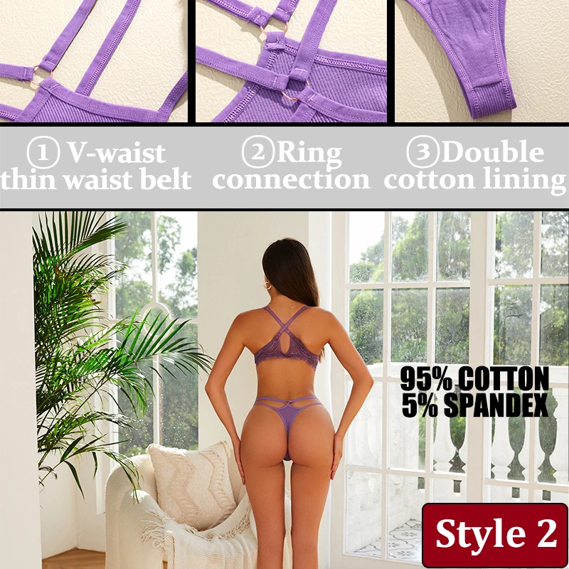 3 Pcs Cotton Underwear Women Thong Sexy Thin Belt Low Waist G-string Female  Mini Panties Lingerie