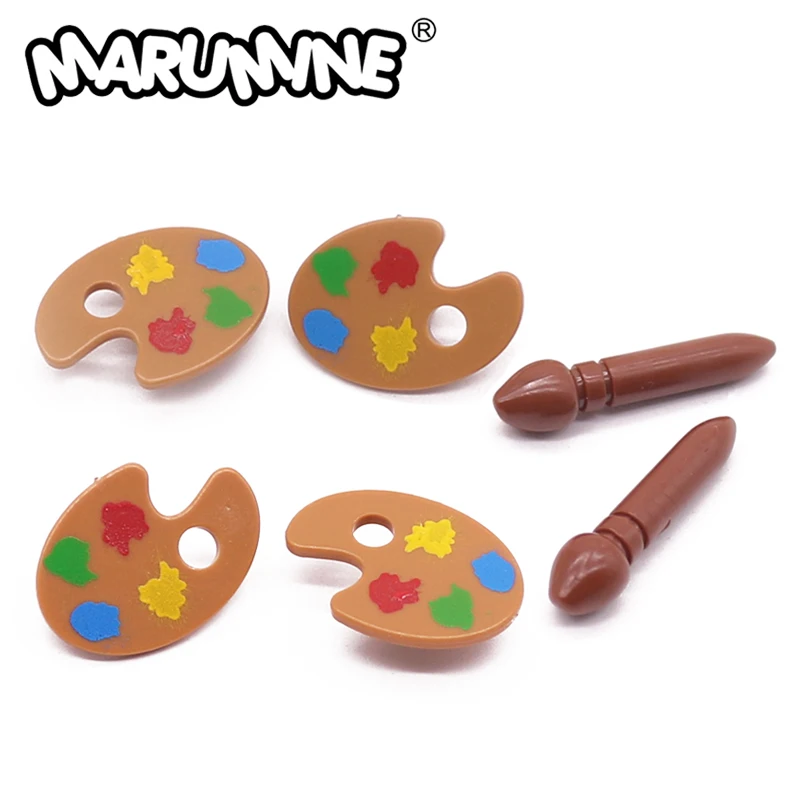 Фото Marumine мини человек город блоки запчасти 20 шт. палитра и кисть 93552 93551 совместимый друг строительные блоки аксессуары №1