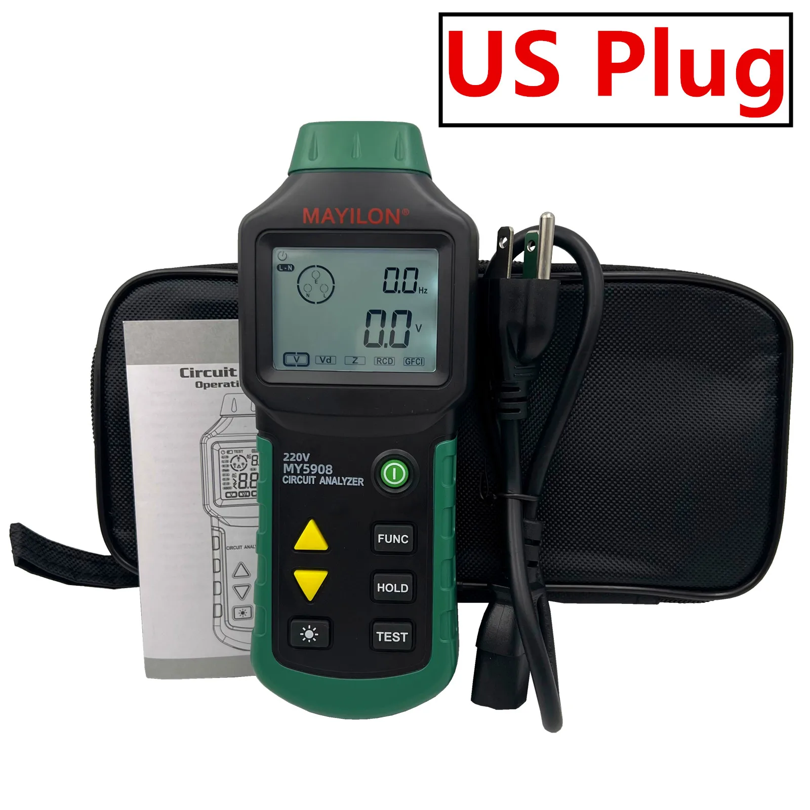 Circuit Analyzer AC100-240V RMS Circuit Analyzer Tester MS5908A LCD...