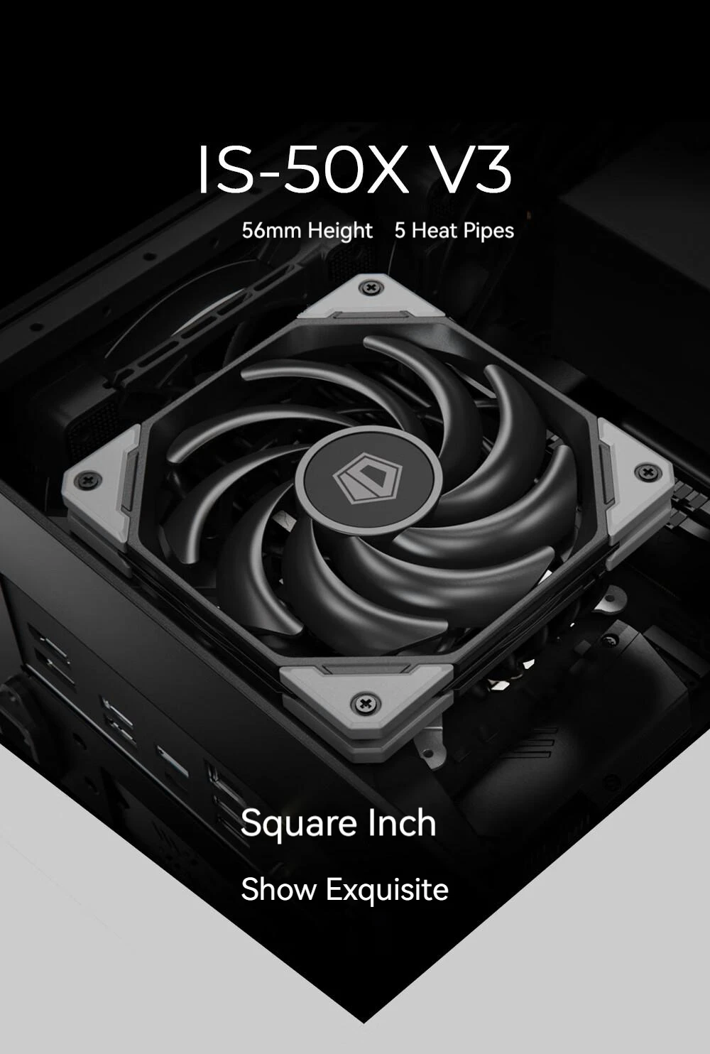 ID-COOLING IS-50X CPU Cooler 5 Heat Pipes 56mm Height ITX Computer Air Cooling R