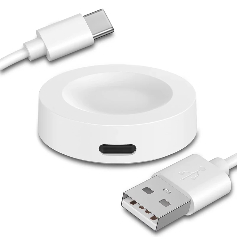 Compact Magnetic Wireless Charger for Smart Watches - USB Type C Charging Station