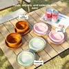 2 in 1 Foldable Pet Food Bowl Portable Silicone Puppy Dual Bowl Outdoor Travel Dog Drinking Bowl Folding Cat Bowls Dog Bowls 6