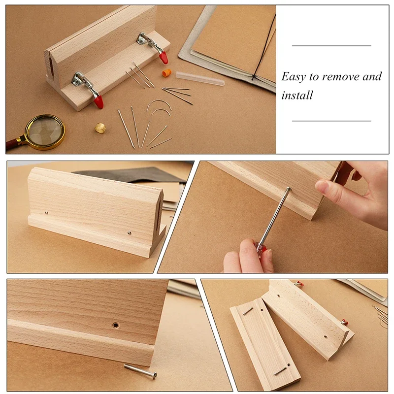 Hand-stitched Wooden Clip Leather Handmade DIY Tool Wooden Fram Leather Craft Sewing Tools Clamps Craftworks