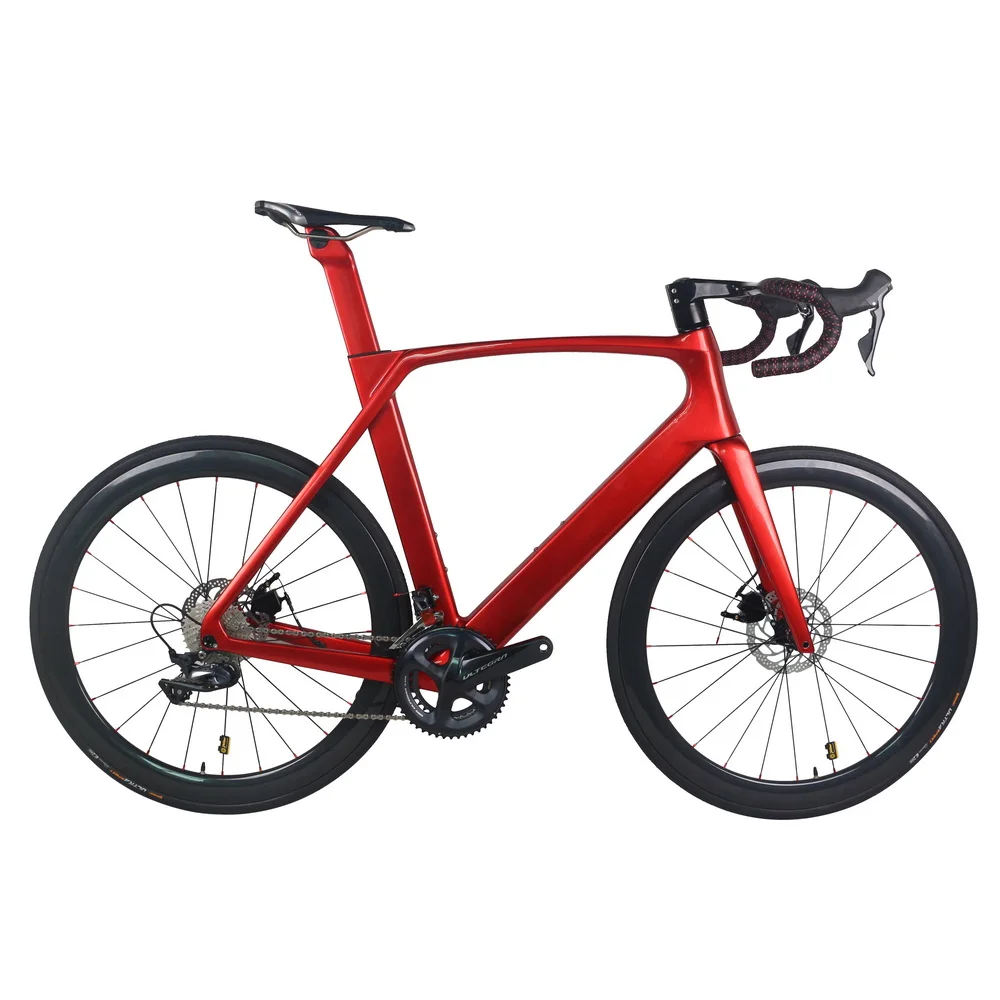 

Chrom Red Paint Full Internal Cable 22 Speed Disc Brake Road Complete Bike TT-X34 With Ultegra Groupset Carbon Wheelset