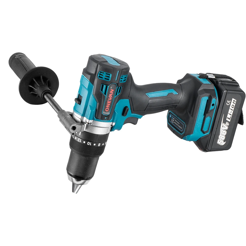 ONEVAN 1500 W Bürstenlosen Elektrischen Schlagbohrmaschine 650 NM Akkuschrauber Platten Boden Holzbearbeitung Werkzeug Für Makita Batterie Pin – Detail 13