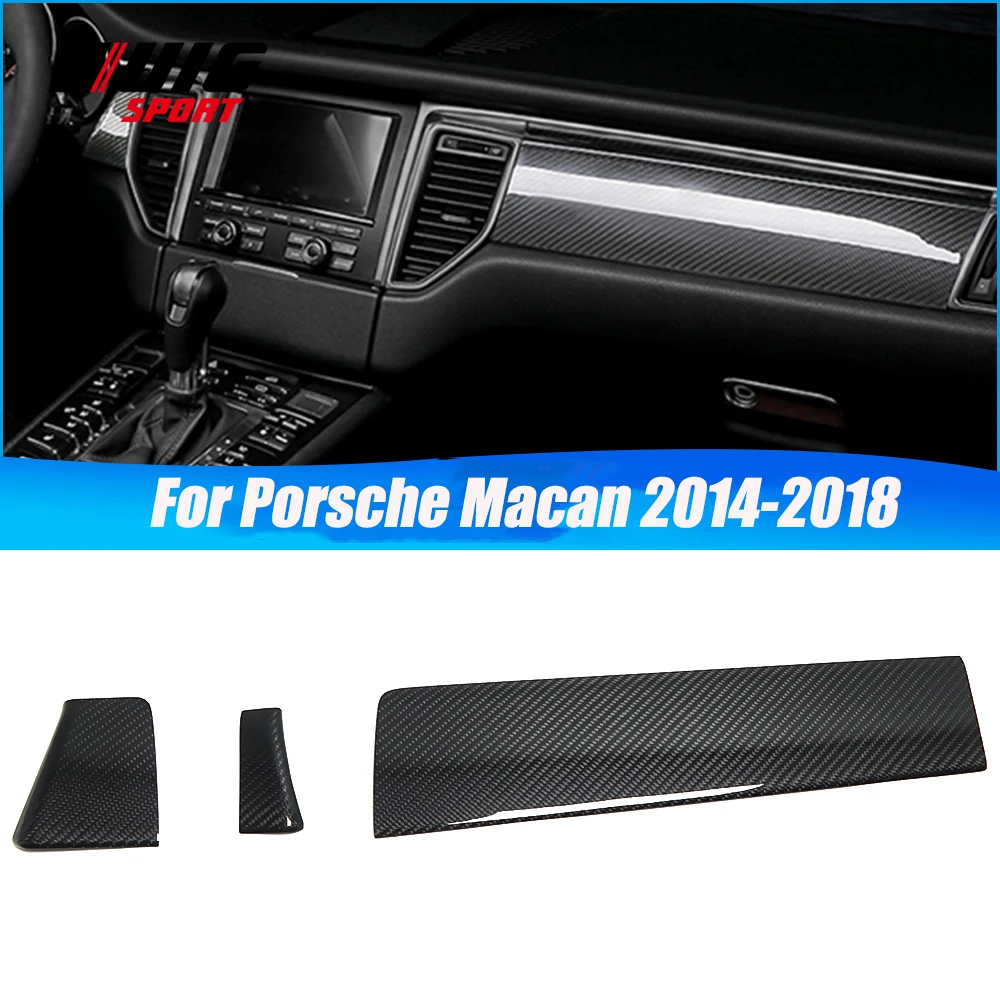 100% Real Carbon Fiber Car Styling Center Console Gear Shift Panel Side  Decoration Frame Trim Sticker for Porsche MACAN 2014-2020 Auto Interior