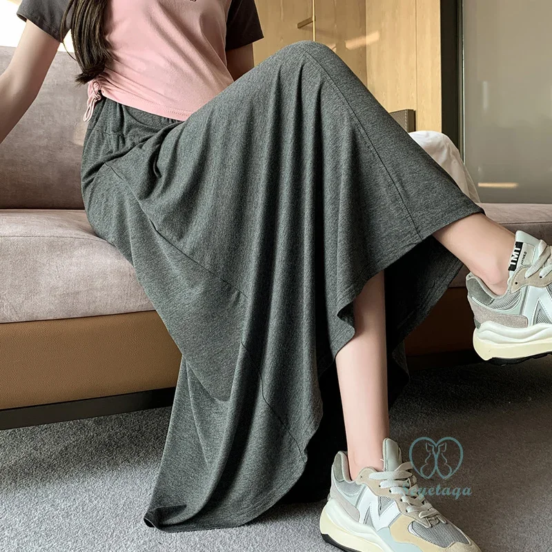 Plus Size Modal Maternity Long Skirts with Pockets Summer Casual Big Bottoming Loose Pregnant Women During Pregnancy 4 Pregnant Women Skirt