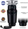 10-US-WM-058-3B Garbage Disposal Anti-Jam Stainless Steel Food Waste Grinding System, 1/2 HP Economy, Black | USA | NEW 2