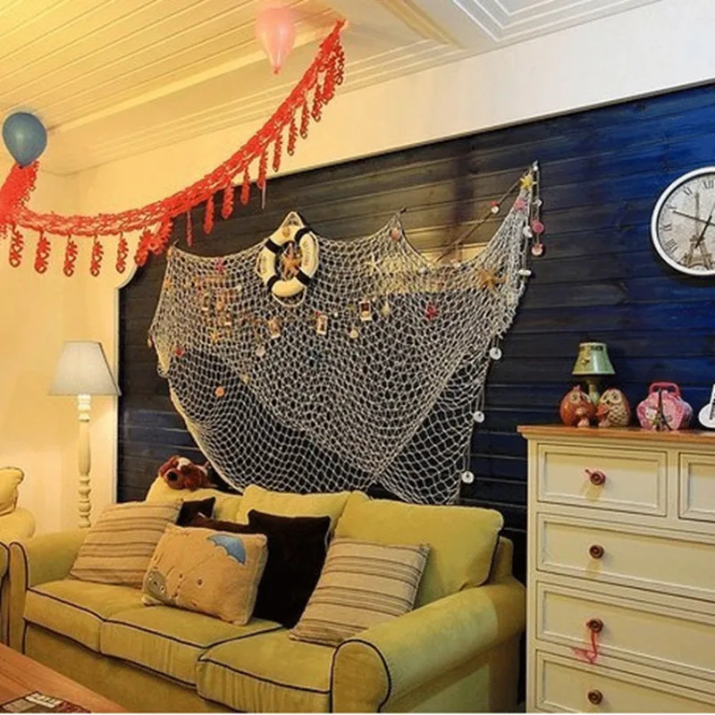 Big Fishing Net Supplies Home Decoration 100*200Cm Wall Hangings Fun The  Mediterranean Sea Style Household Decor Wall Stickers