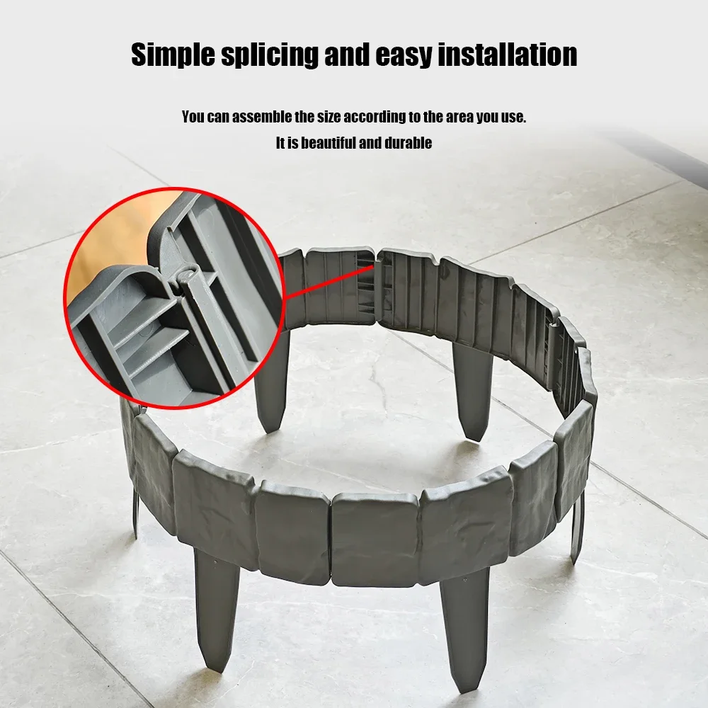 20/10pcs Plastic Garden Edging Border Imitation Stone Fence Panels Patio Outdoor Barrier garden fence artificial fence panels garden edging border