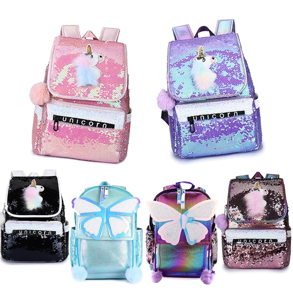 

Girls Shining Sequins Leather Backpack Women Small Travel Shoulder Schoolbag Cute Small Backpacks Leisure Student Schoolbag