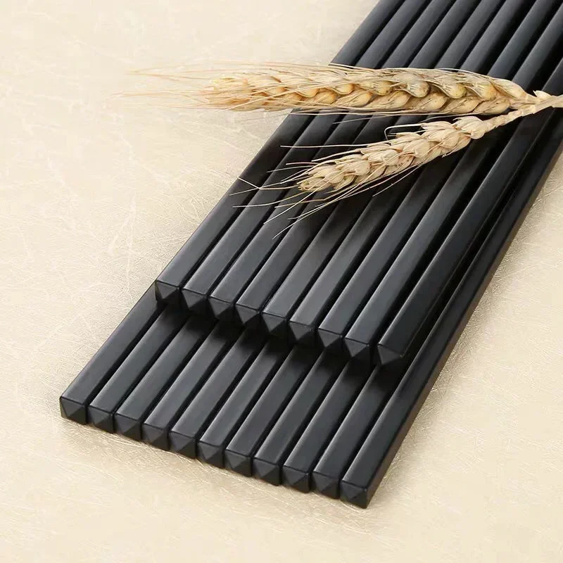 1 Pairs Alloy Chinese Chopsticks Food Japanese Sushi Sticks Reusable Non Slip Dishwasher Safe Bamboo Shape Food Grade Chopsticks