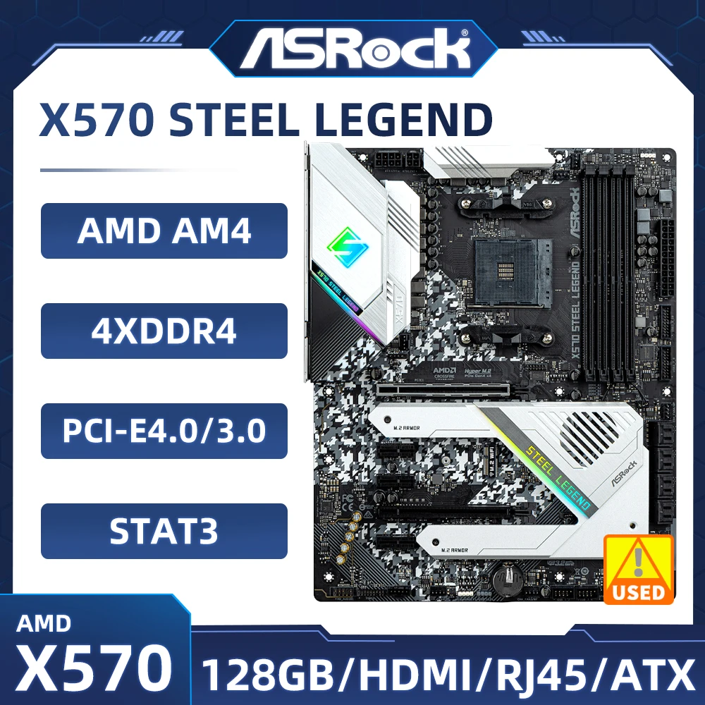Scheda Madre Amd X570 Asrock X570 Steel Legend Am4 Usb3.0 M.2 Usb 3.2 4 X Ddr4 Pcie 4.0 Sata Iii Supporto Hdmi Ryzen 5 5600 Cpu