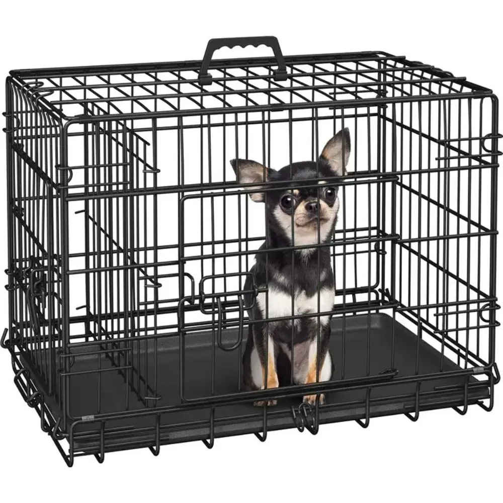Dog Crate for Dogs with 2 Doors, Detachable Handle, Foldable Metal Wire, Waterproof & Leaky-Proof Tray, Ideal for All Stages