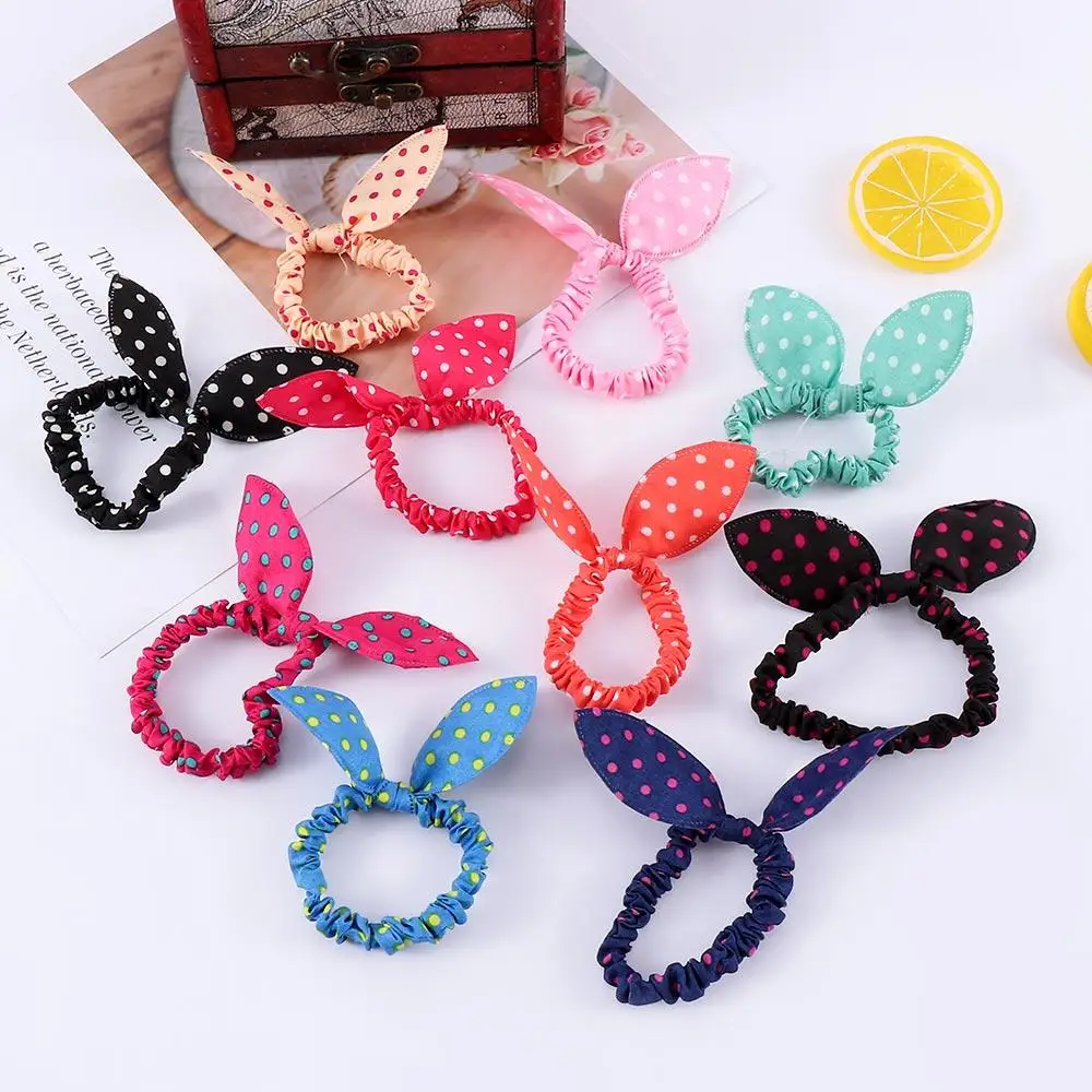

Floral Bow Hair Rabbit Ear Hair Band Polka Dot Kids&Girls Ponytail Holders