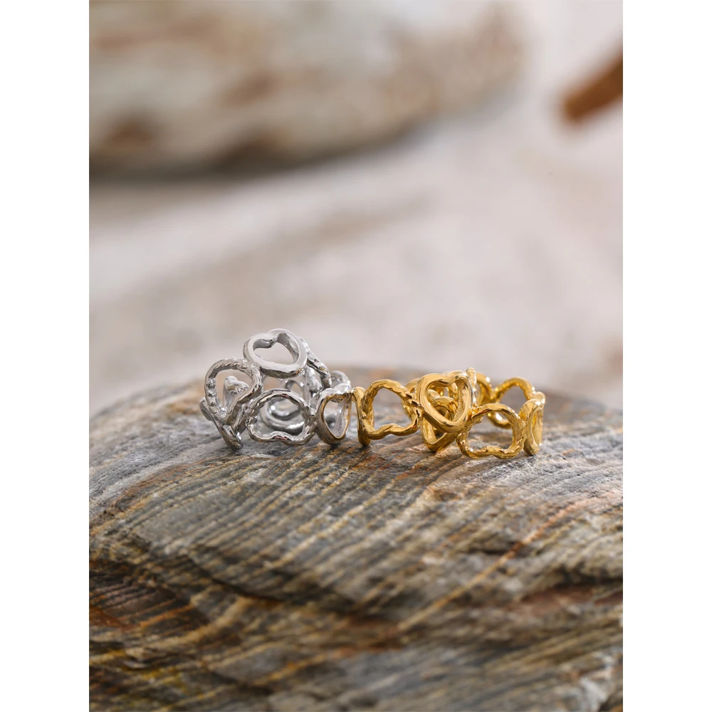 Yhpup Minimalist Stainless Steel Heart Hollow Ear Bone Clip Earrings