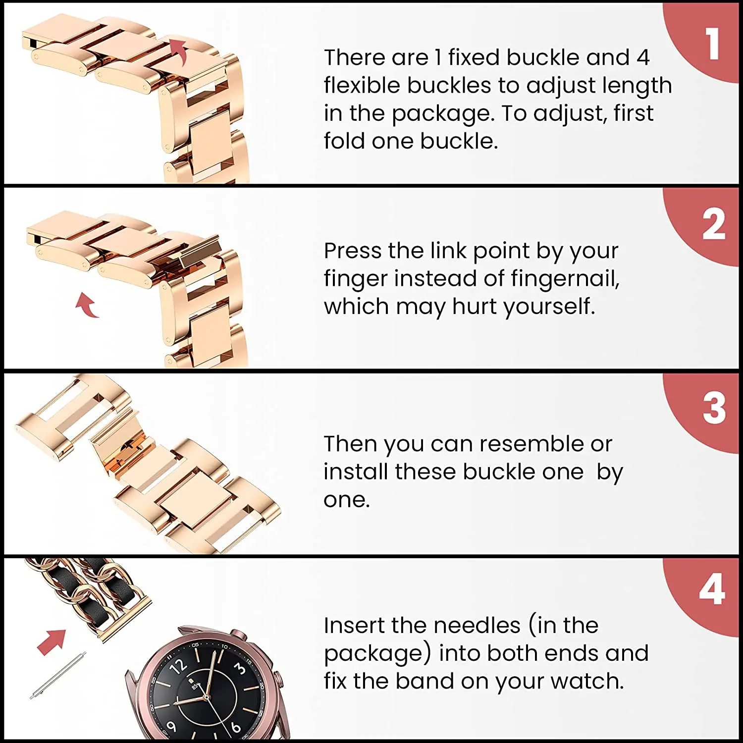 20mm 22mm Strap for Active 2 Samsung Galaxy Watch 4 3 Huawei Watch GT2 Men/Women Metal+Leather bracelets band for Amazfit Bip