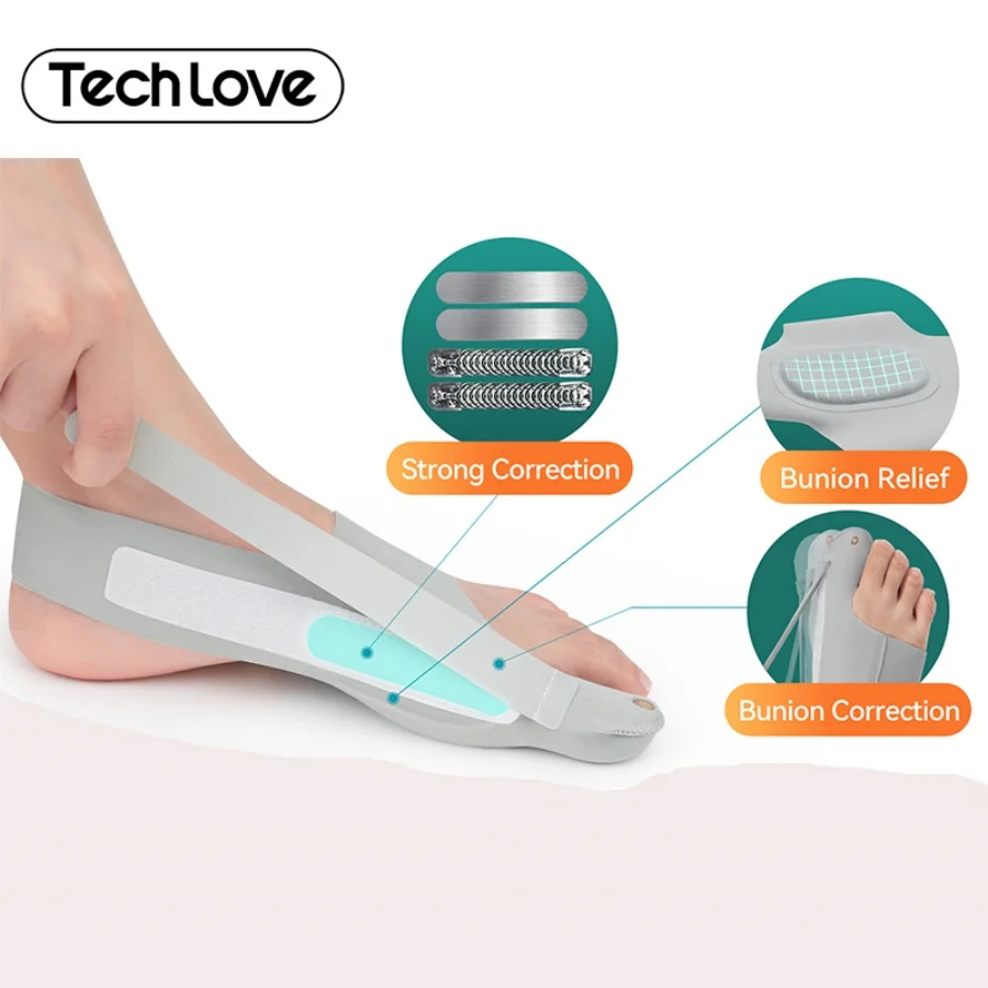 Tech Love Hallux Valgus Corrector Toe Straightener Adjustable Orthopedic Socks Relief Bunion Pain Feet Protector Foot Care Tools