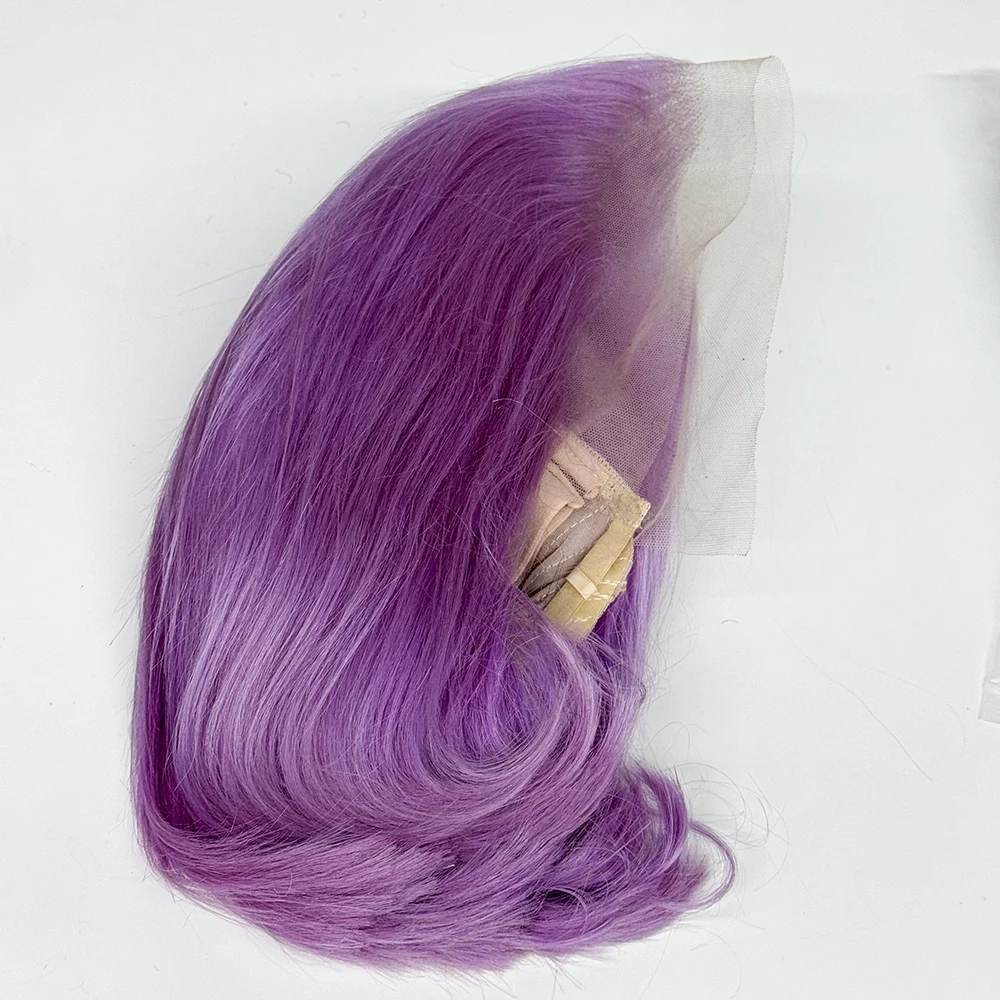 200% Density Human Hair Wigs Straight Light Purple 13x4 Frontal Lace Bob Wigs Colorful Bob Wigs For Black Women