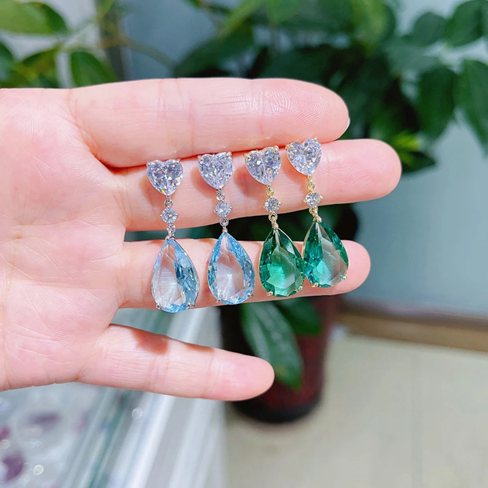 1 paio Orecchini pendenti a forma di goccia d'acqua intarsiati con zirconi cubici progettati per l'abbigliamento quotidiano, decorazione e regalo delle donne | SHEIN ALIA