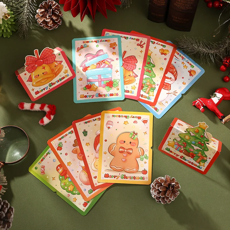 30pcs Retro Cartoon Christmas Cards 3D Stereo Greeting Cards Handwritten Xmas Eve Cards Holiday Decor Cards Festival Gifts - Image 4