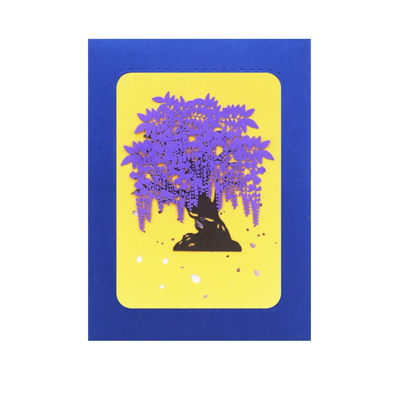 Romantic 3D Wisteria Pop Up Greeting Card, Valentine's Day, Flowers, Wedding Invitation, Gift, Sympathy Card, Blessing Card