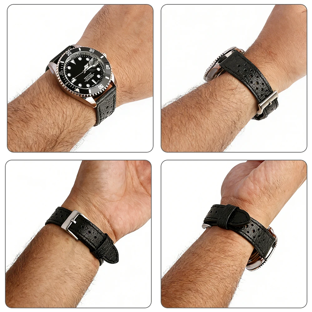 Universal Genuine Leather Watch Strap - Soft Cowhide Bracelet with Breathable Design