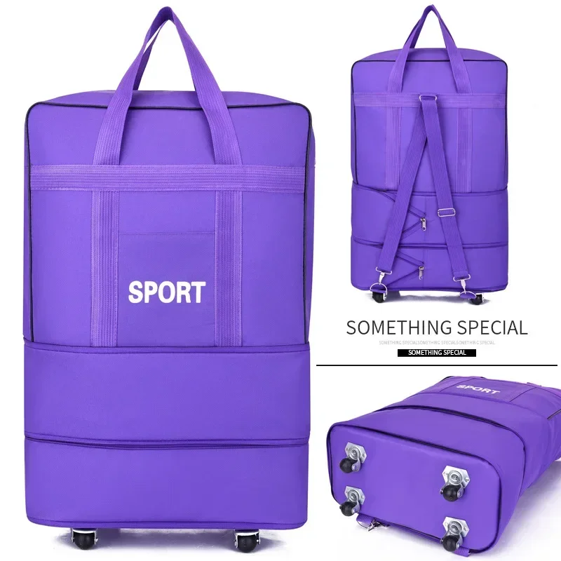 Airline Checked Bag Oxford Large Capacity Travel Universal Wheel Foldable Luggage Moving Storage Bag Rolling Packing Cubes