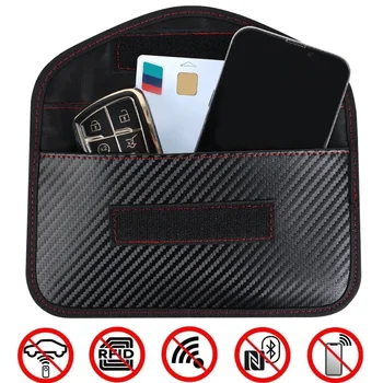 Borsa per blocco segnale chiavi per auto Blocco telecomando Schermatura Borsa Faraday Borsa protettiva Custodia per chiavi Custodia per chiave con blocco sicuro