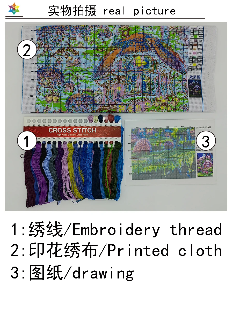 Rabbit Cabin Cross Stitch New DIY 11CT 9CT Cotton Thread Printed Embroidery Kits Home Decoration landscape Needlework Handicraft