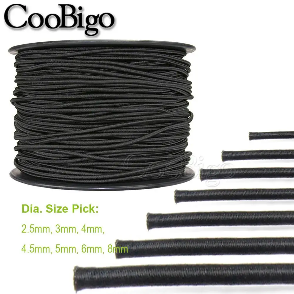 6mm/8mm Black Elastic Bungee Shock Cord Rope Tie Down Stretch Rope with Hooks US 